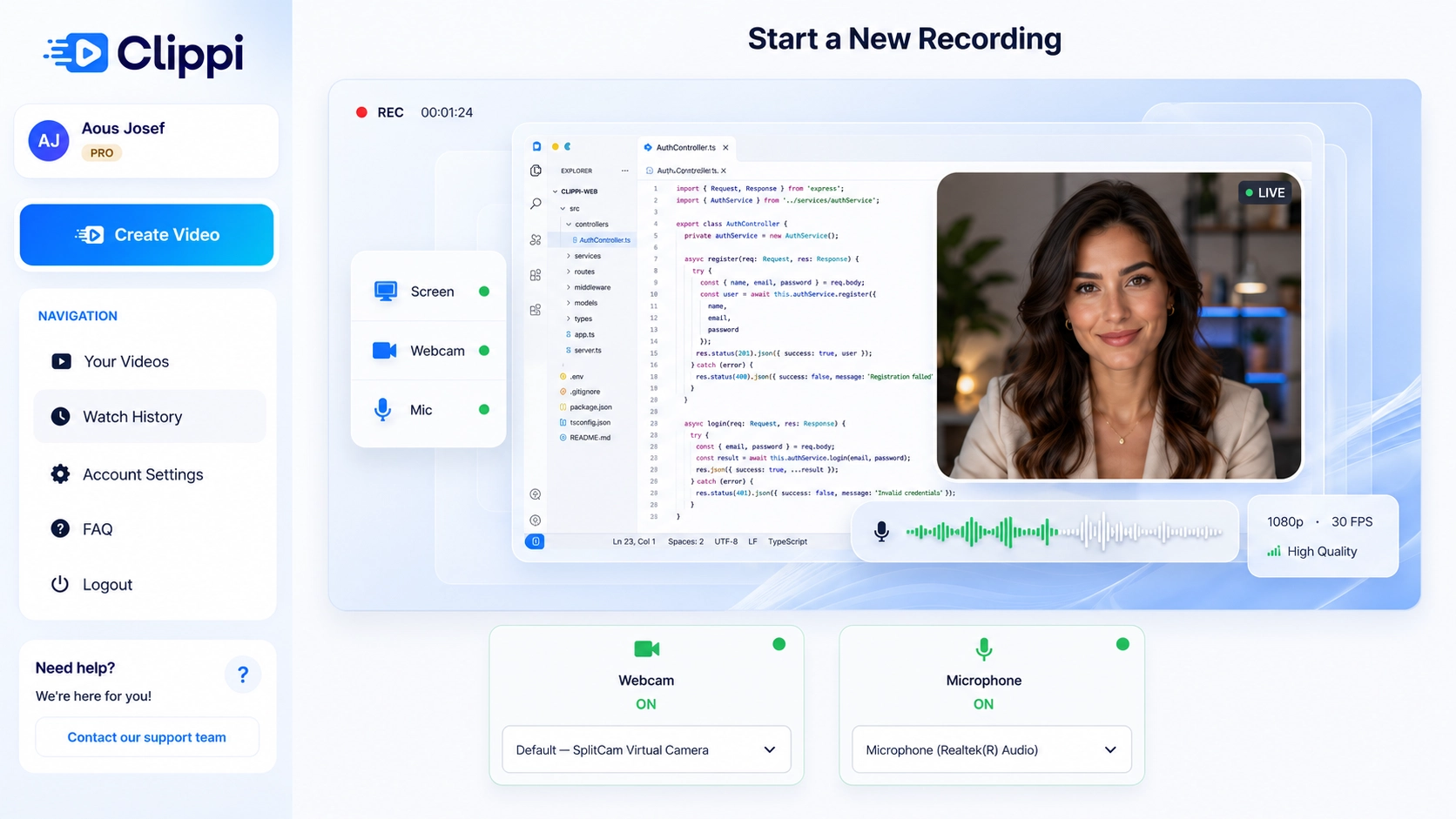 Clippi dashboard preview